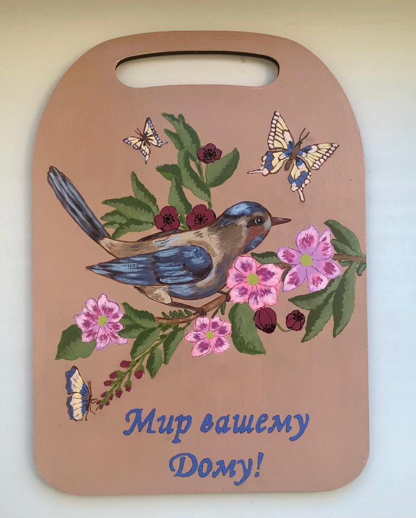 Доска сувенирная "Мир вашему дому" Райская птица торл